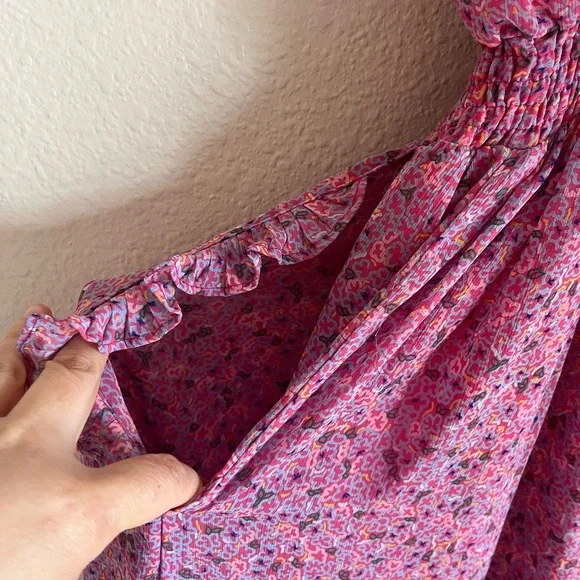 I heart Ronson Pink Blue Floral Boho Southwest Vacation Pocket Flowy Maxi Dress - Picture 3 of 5